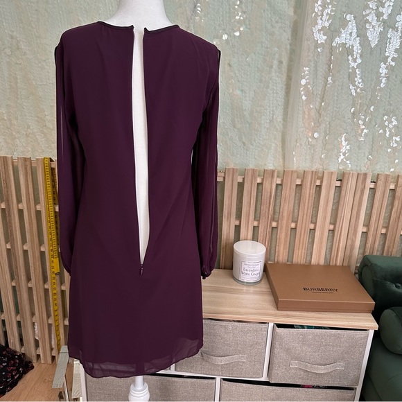 NWOT Vince Camuto Wine Sheer V neck Lined Midi Dress - classy Woman Size 2 - Picture 10 of 10